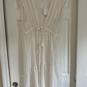 NWT LC Lauren Conrad Lightweight Cream Long Kimono One Size $50 Open Front W/tie